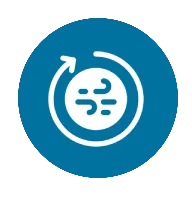 HVAC replacement logo featuring a circular design with arrows and stylized airflow, representing efficient climate control solutions by Pace's Comfort Cooling.