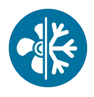 Pace's Comfort Cooling logo featuring a fan and snowflake symbolizing HVAC services for heating and cooling efficiency in Charleston, SC.